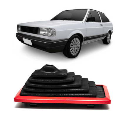 Coifa Cambio Volkswagen Gol Sanfona PVC Com Aplique Vermelha Na Base Longa AQ 0110421