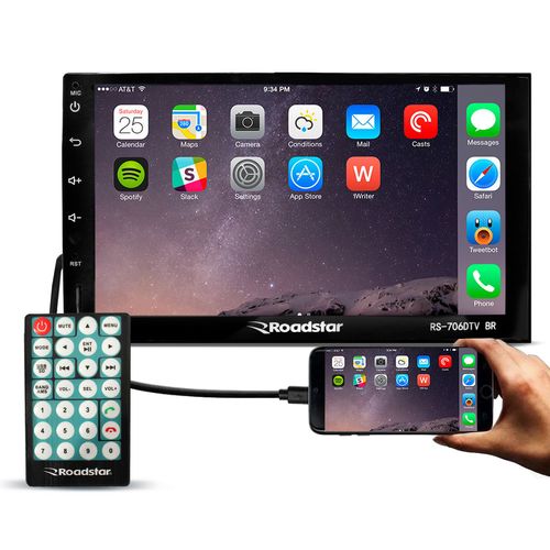 Central Multimídia MP5 Roadstar RS706DTVBR Tela 7 Tv Digital Bluetooth USB SD AUX Radio