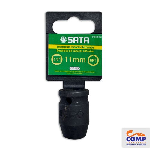 Soquete Impacto Sextavado Sata 11mm 1/2 polegadas Aço Cromo Molibdênio Fosfatizado Apertar Afrouxar Parafusos Sextavados ST34304SC