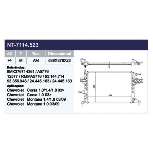 Radiador Gm Corsa 2003 a 2012 - 120861 - NT7114523