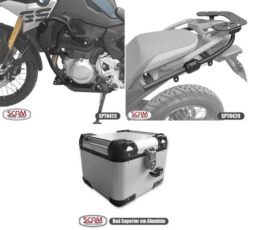 Combo Scam Protetor Motor + Bau Aluminio 43 L Scam Bmw F750/ 850 Gs
