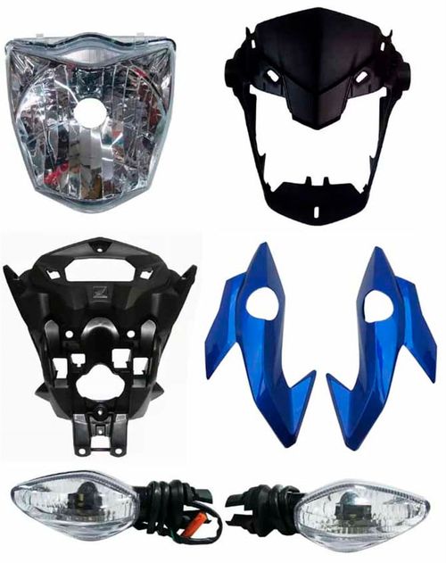 Farol Cg 160 Titan 160 Kit Carenagem Farol Bananinha Suporte Pisca Branco, Preto, Vermelho e Azul