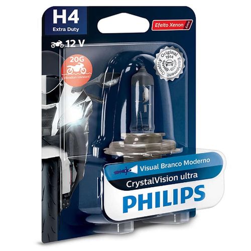 Lâmpada Farol H4 35/35w Titan, Ybr, Twister, Fazer150, Fazer250 Philips Cristal Vision