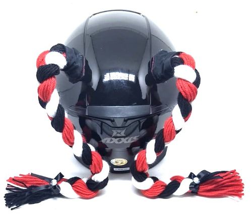Trança para Capacete Xuca Xuquinha 45 Preto/Vermelho/Branco