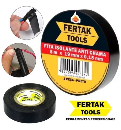 Fita Isolante Antichama 19mm x 5 Mts - Fertak - ( 10 Peças )