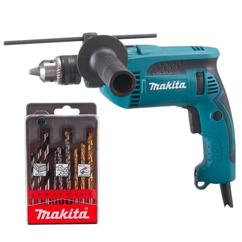 Furadeira de Impacto Vel. Variável e Reversível 1/2 Pol. 760W com Kit de Broca - Makita -HP1640X2