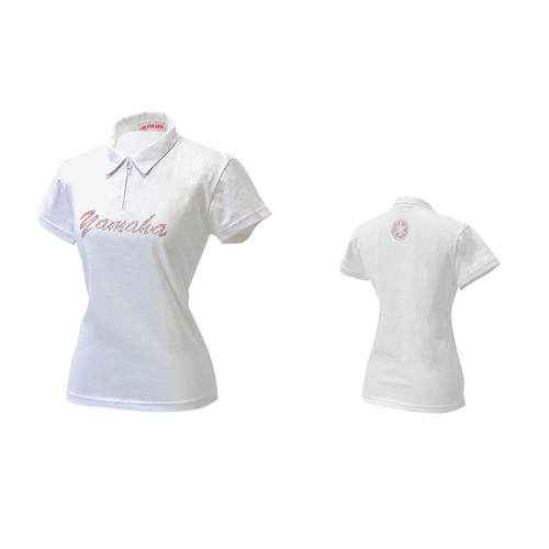 Camiseta Feminina Polo Yamaha Strass - Branca