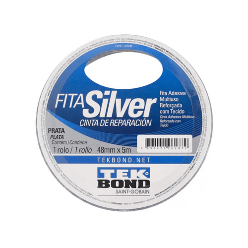 Fita Silver Tape Prata - 48mm X  5m - Tek Bond